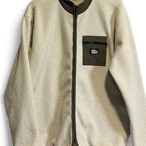 Hurley‎ Fleece Full Zip Up Olive Green Cream Colored Size Large